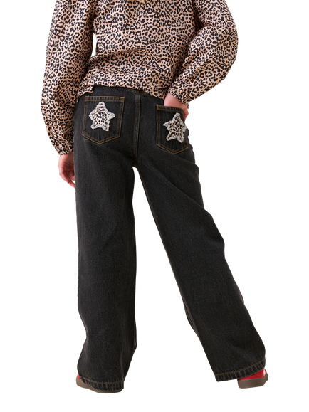 Angel & Rocket Kids' Star Wide Leg Jeans, Black - view 2, Black