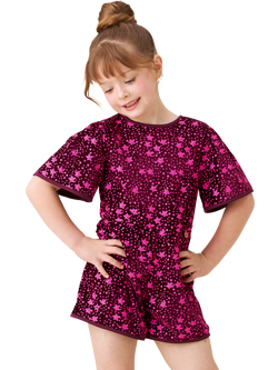 Angel & Rocket Kids' Sequin Playsuit, Burgundy, Burgundy