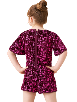 Angel & Rocket Kids' Sequin Playsuit, Burgundy - view 2, Burgundy