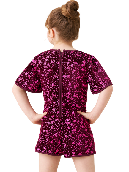 Angel & Rocket Kids' Sequin Playsuit, Burgundy - view 2, Burgundy