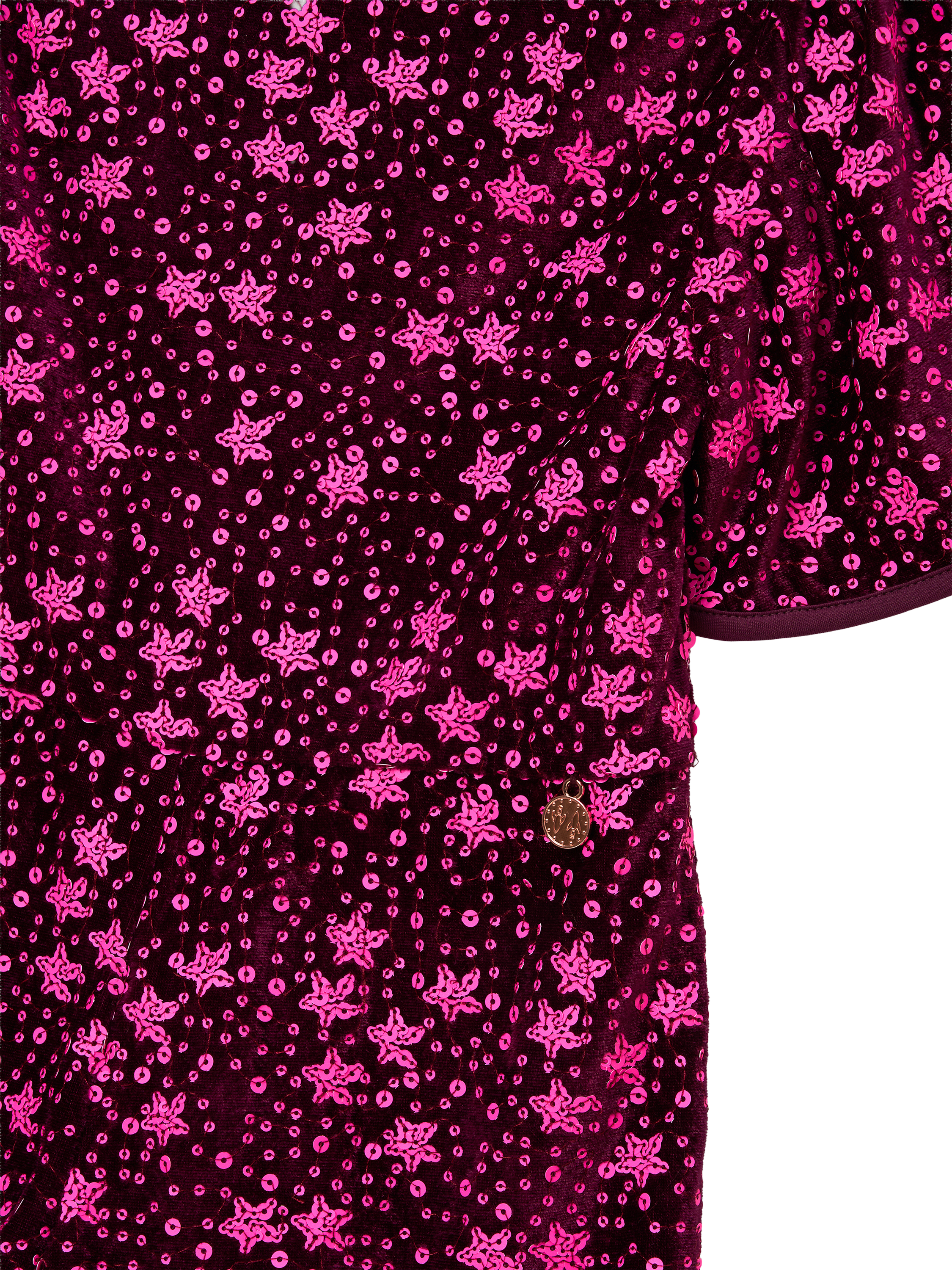 Product image 6 of 6, which shows Angel & Rocket Kids' Sequin Playsuit, Burgundy, 6 years