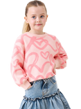 Angel & Rocket Kids' Cotton Blend Oversized Heart Jumper, Coral