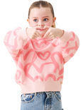 Angel & Rocket Kids' Cotton Blend Oversized Heart Jumper, Coral