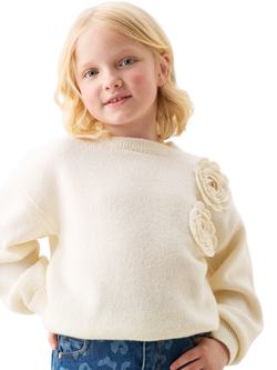 Angel & Rocket Kids' Wool Blend Corsage Jumper, Ivory, Ivory