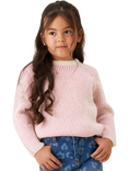 Angel & Rocket Kids' Wool Blend Textured Stripe Jumper, Pink
