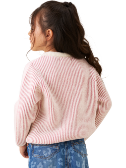 Angel & Rocket Kids' Wool Blend Textured Stripe Jumper, Pink - view 2, Pink