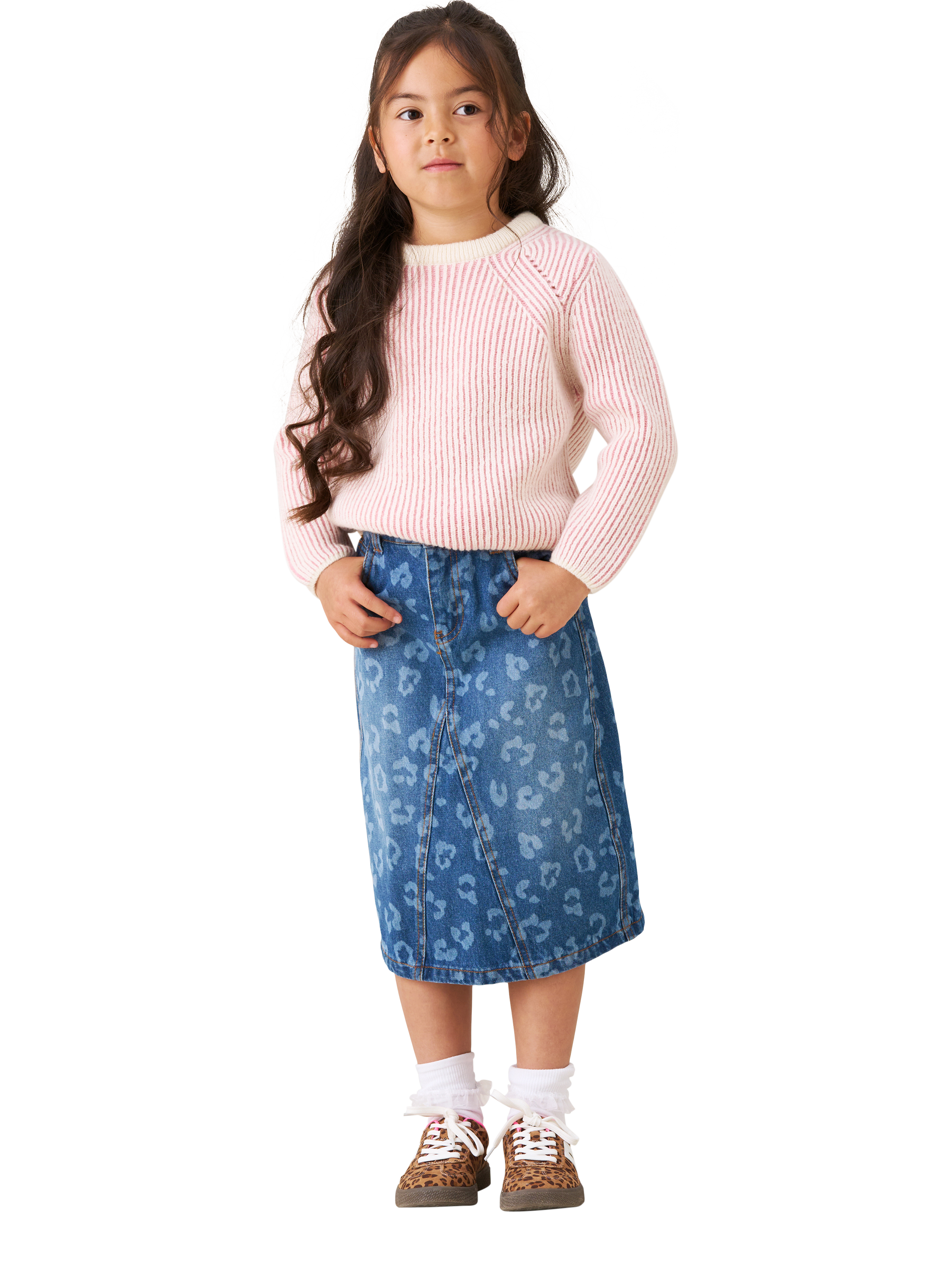 Product image 4 of 8, which shows Angel & Rocket Kids' Wool Blend Textured Stripe Jumper, Pink, 3-4 years