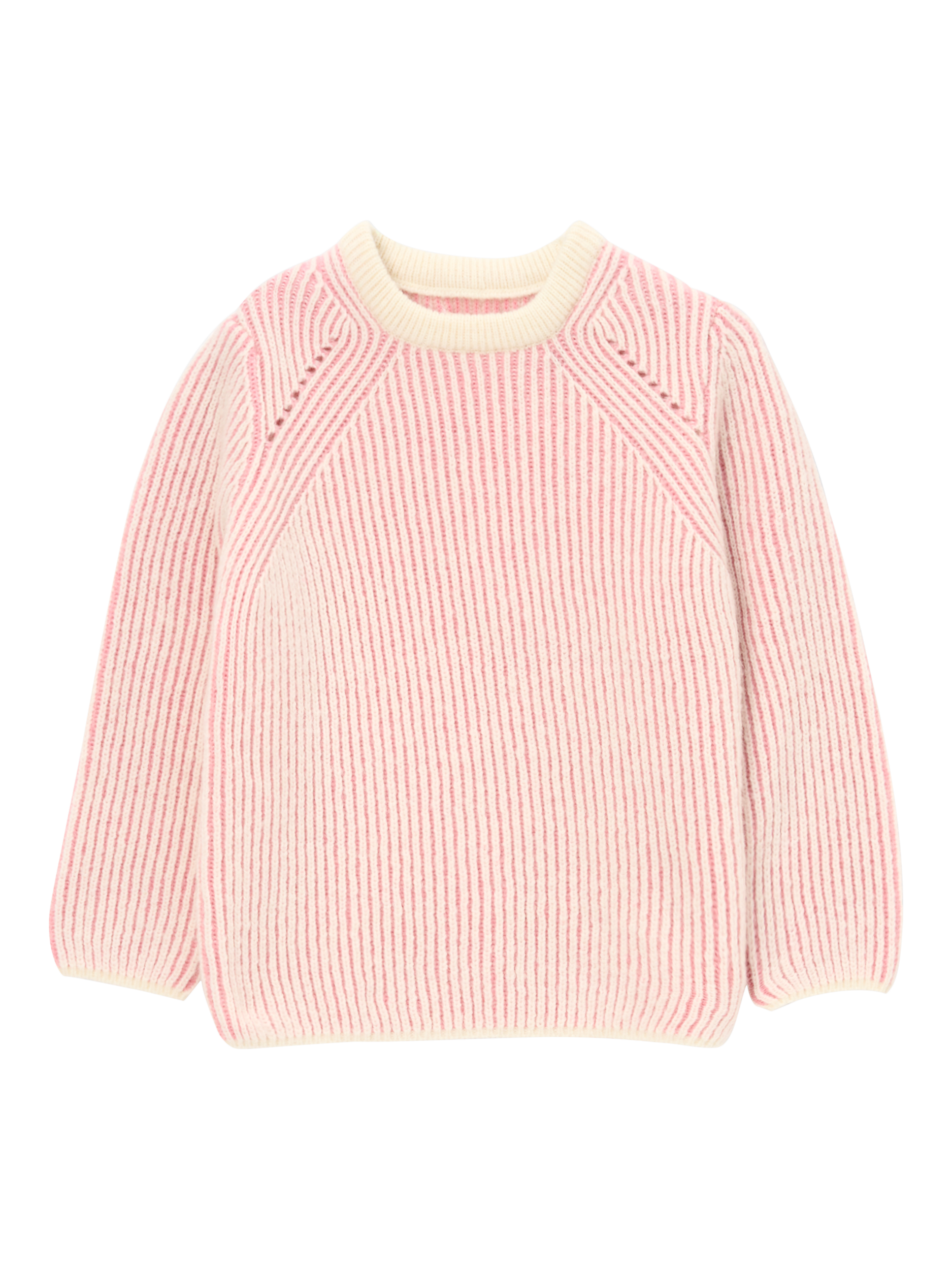 Product image 6 of 8, which shows Angel & Rocket Kids' Wool Blend Textured Stripe Jumper, Pink, 3-4 years