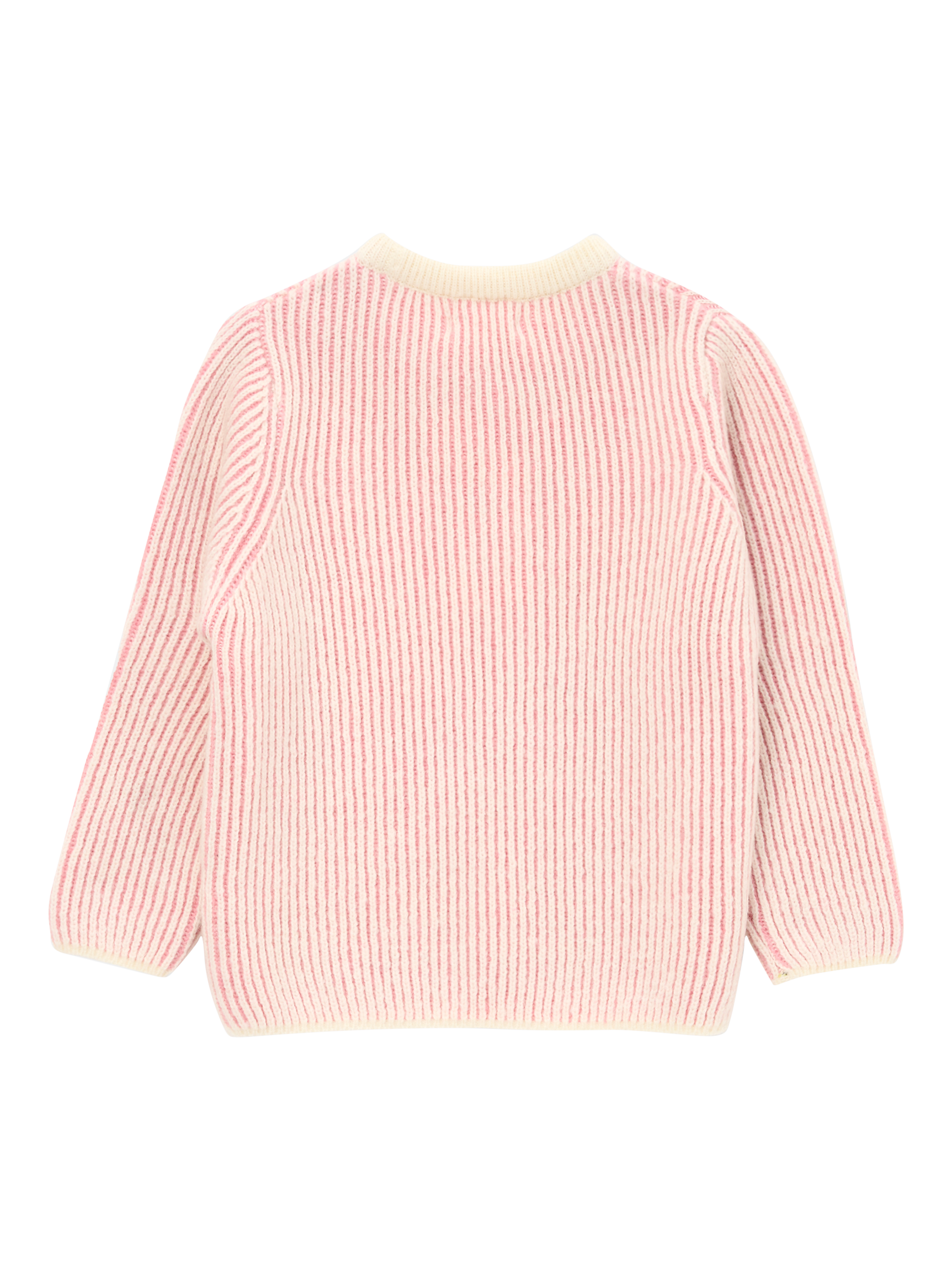 Product image 7 of 8, which shows Angel & Rocket Kids' Wool Blend Textured Stripe Jumper, Pink, 3-4 years