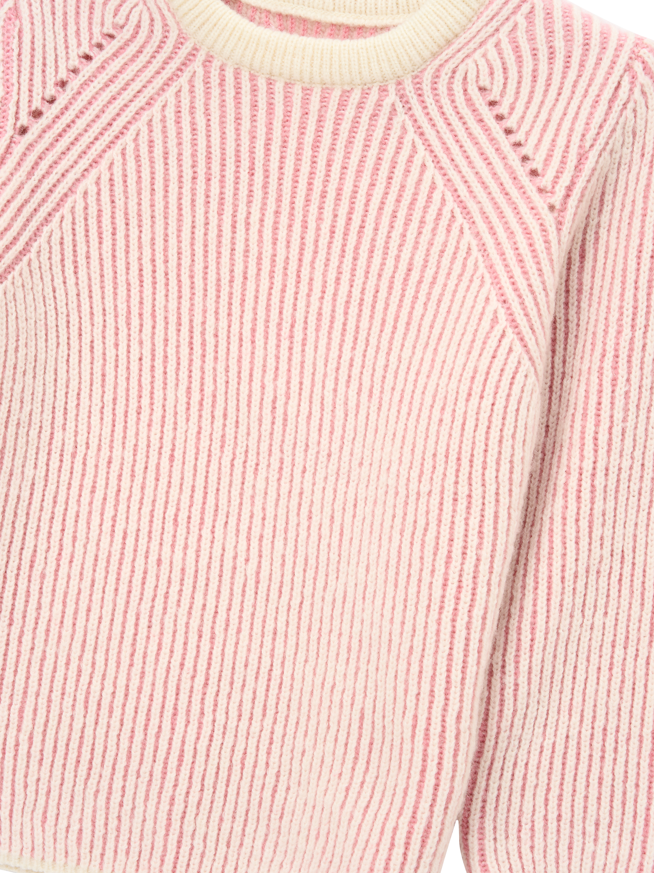 Product image 8 of 8, which shows Angel & Rocket Kids' Wool Blend Textured Stripe Jumper, Pink, 3-4 years