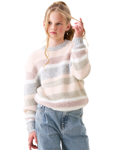 Angel & Rocket Kids' Stripe Jumper, Pink, Pink