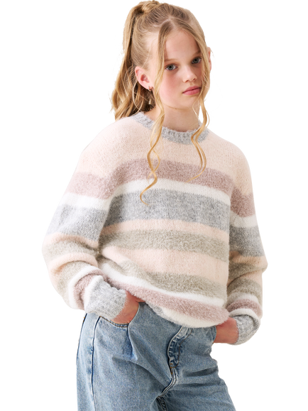 Angel & Rocket Kids' Stripe Jumper, Pink - view 2, Pink