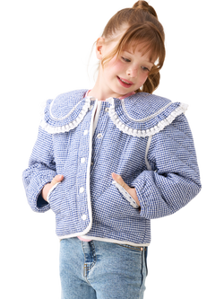 Angel & Rocket Kids' Lace Trim Collar Jacket, Blue, Blue