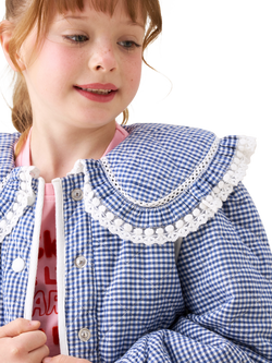 Angel & Rocket Kids' Lace Trim Collar Jacket, Blue - view 2, Blue