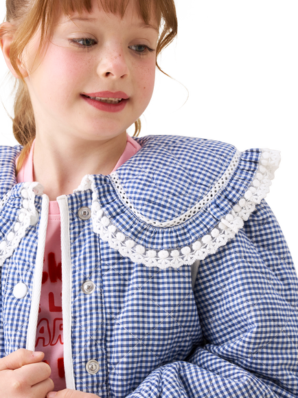 Angel & Rocket Kids' Lace Trim Collar Jacket, Blue - view 2, Blue
