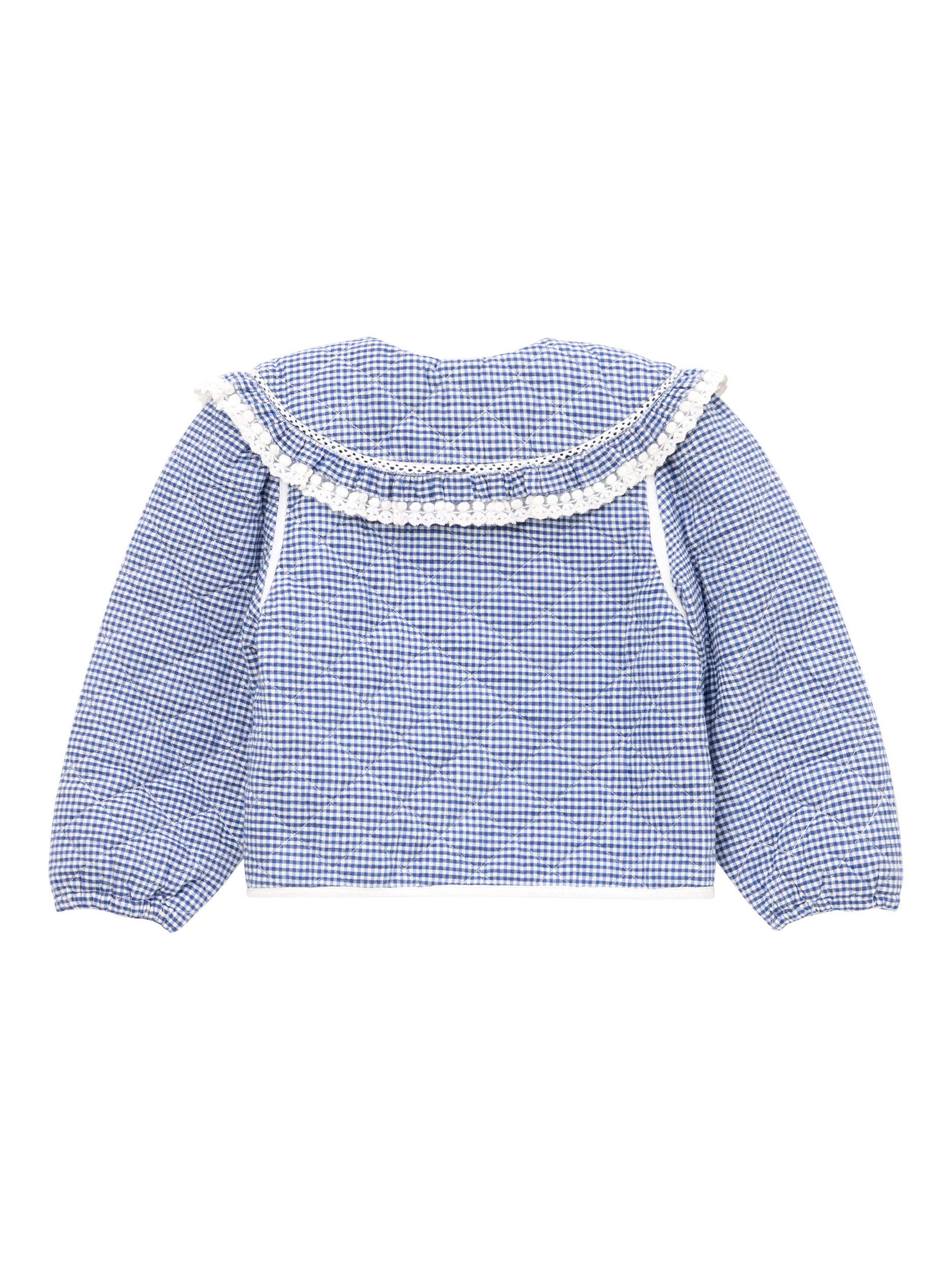 Product image 6 of 7, which shows Angel & Rocket Kids' Lace Trim Collar Jacket, Blue, 4 years