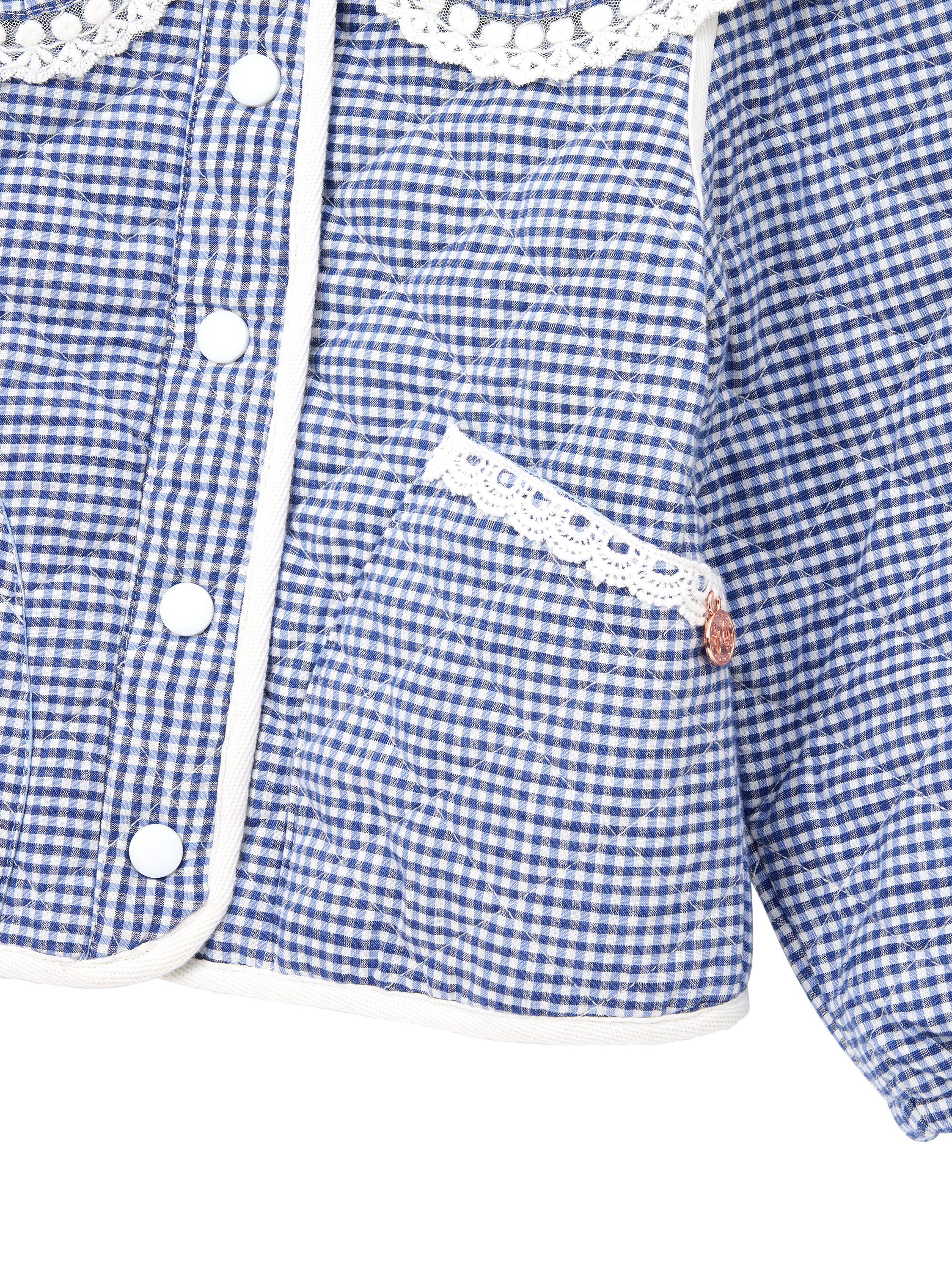Product image 7 of 7, which shows Angel & Rocket Kids' Lace Trim Collar Jacket, Blue, 4 years