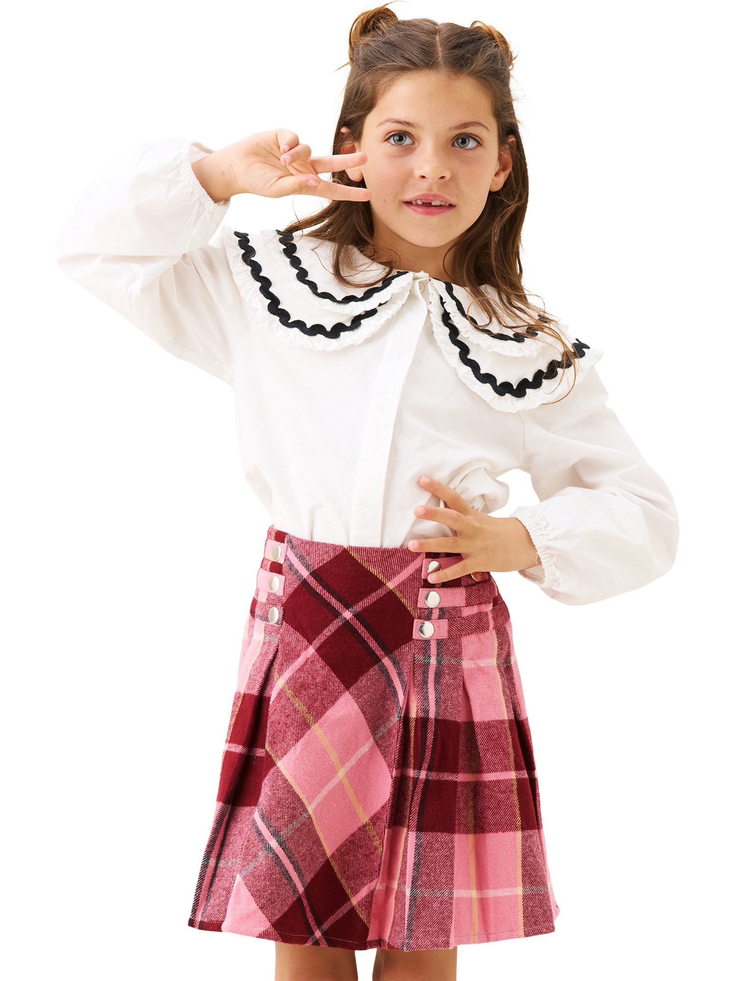 Product image 2 of 8, which shows Angel & Rocket Kids' Double Collar Blouse, White, 3 years