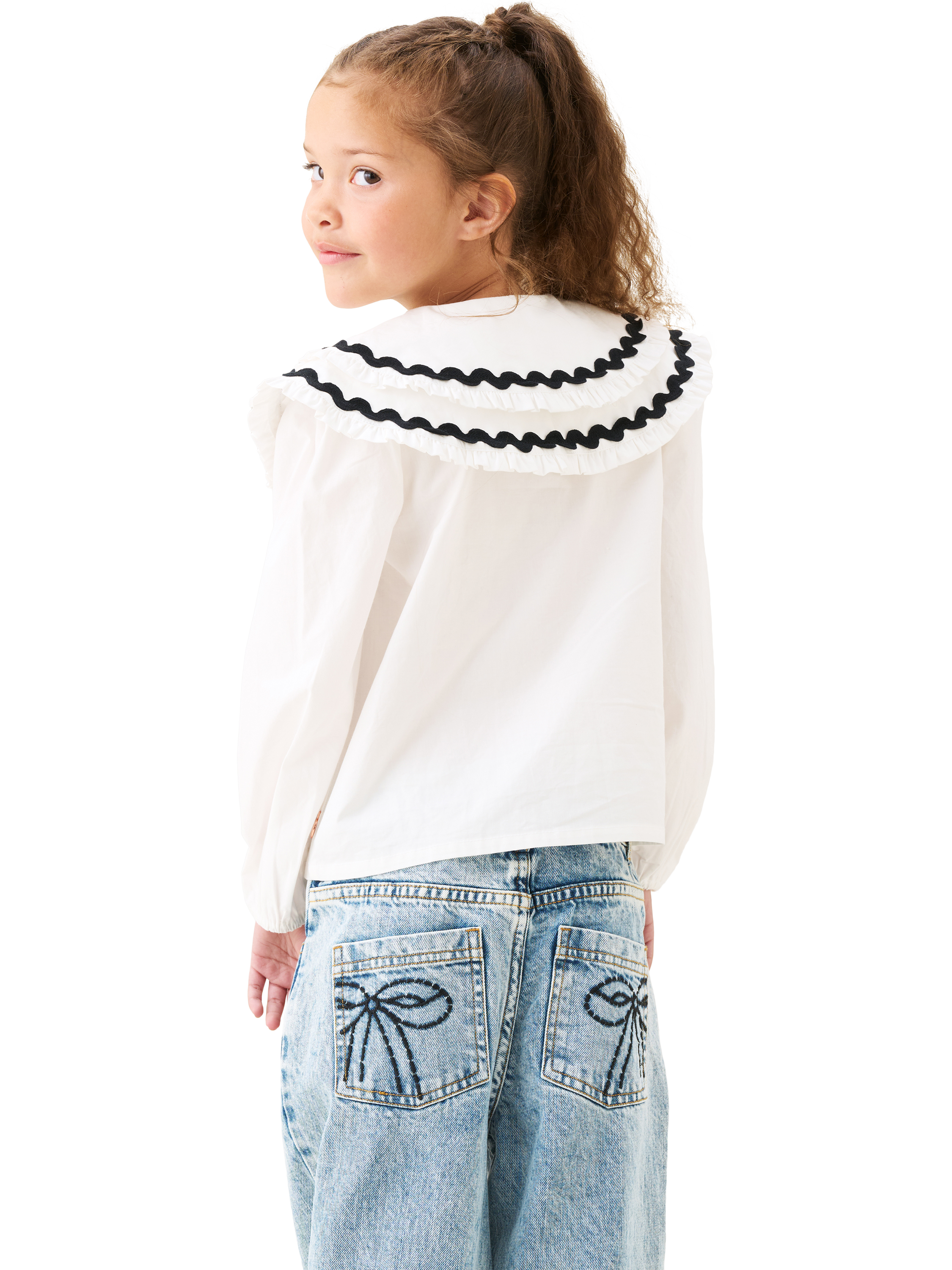 Product image 3 of 8, which shows Angel & Rocket Kids' Double Collar Blouse, White, 3 years