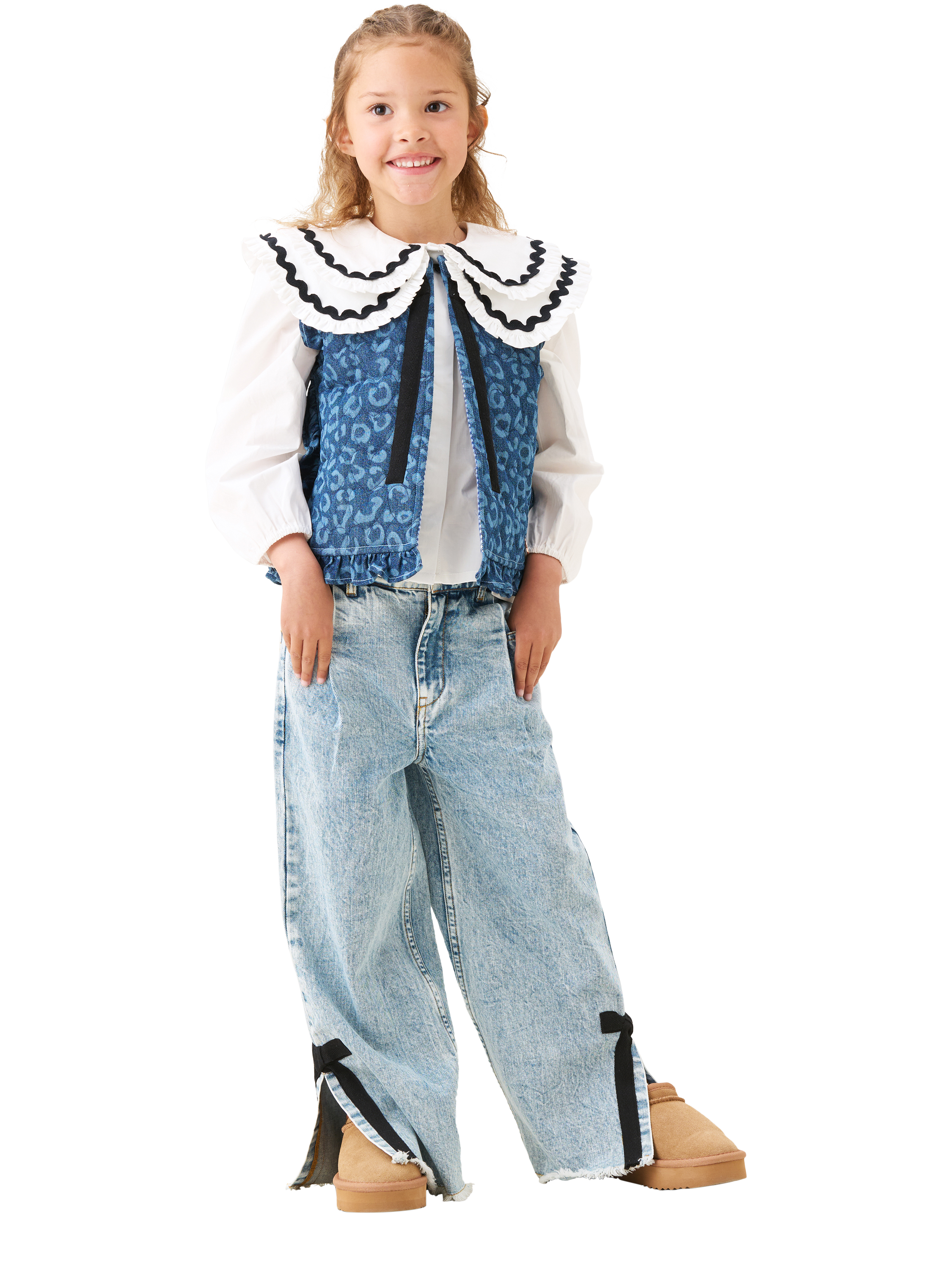 Product image 5 of 8, which shows Angel & Rocket Kids' Double Collar Blouse, White, 3 years