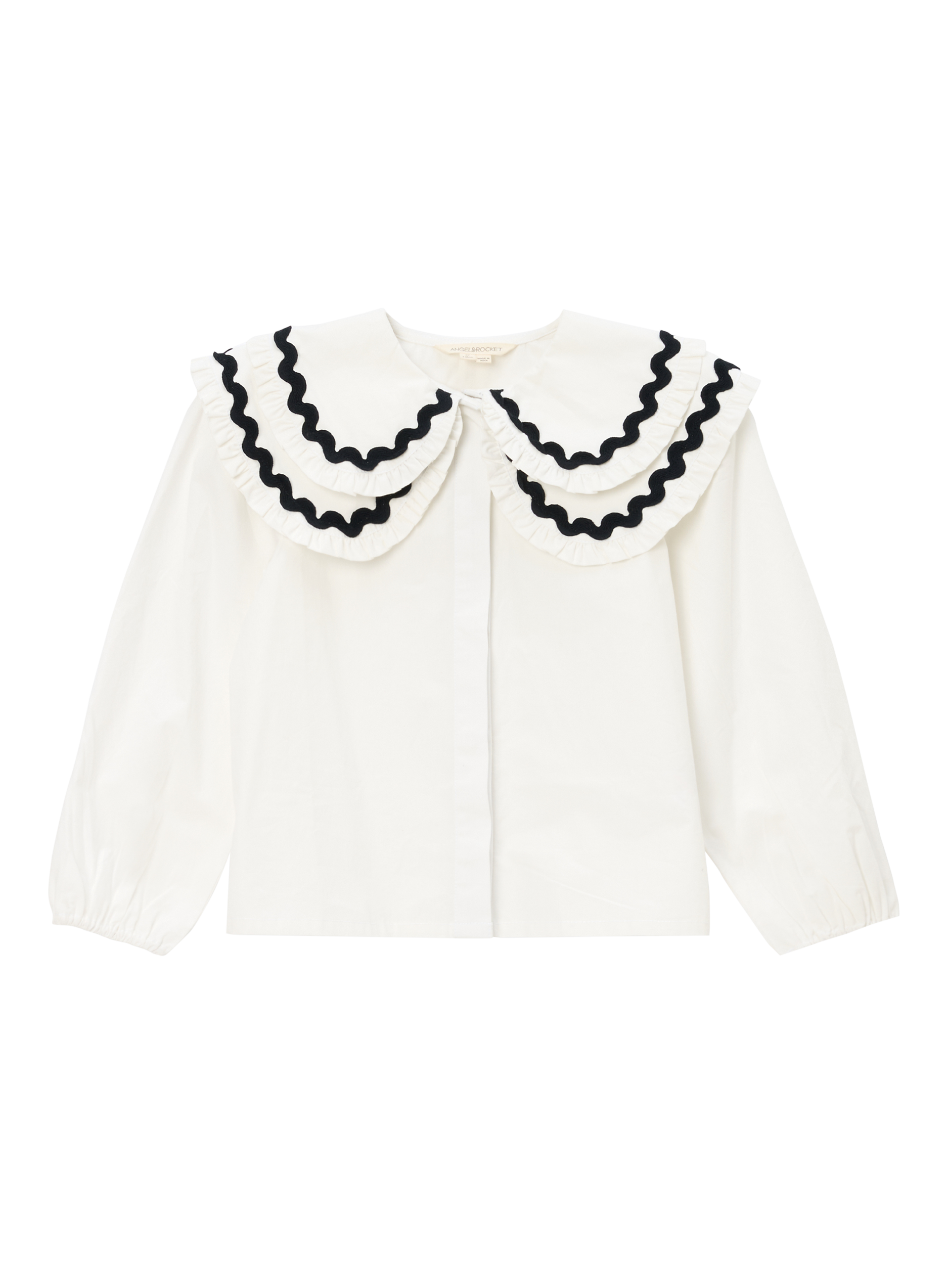 Product image 6 of 8, which shows Angel & Rocket Kids' Double Collar Blouse, White, 3 years