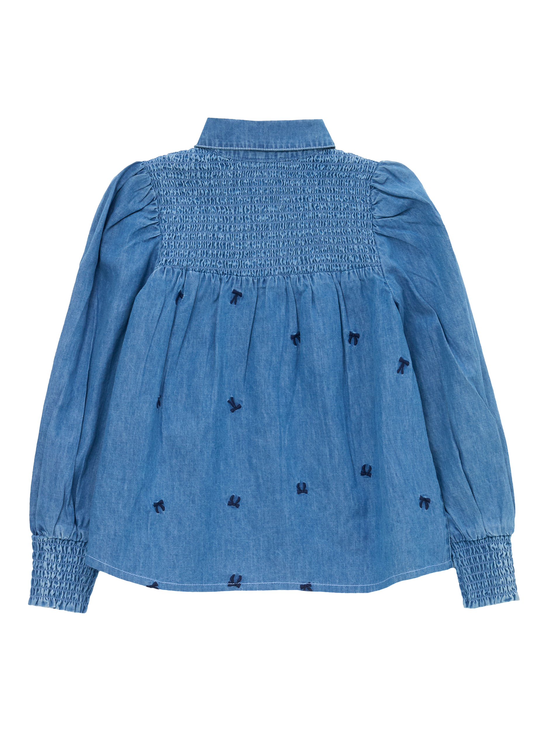 Product image 6 of 7, which shows Angel & Rocket Kids' Embroidered Denim Shirt, Blue, 3 years