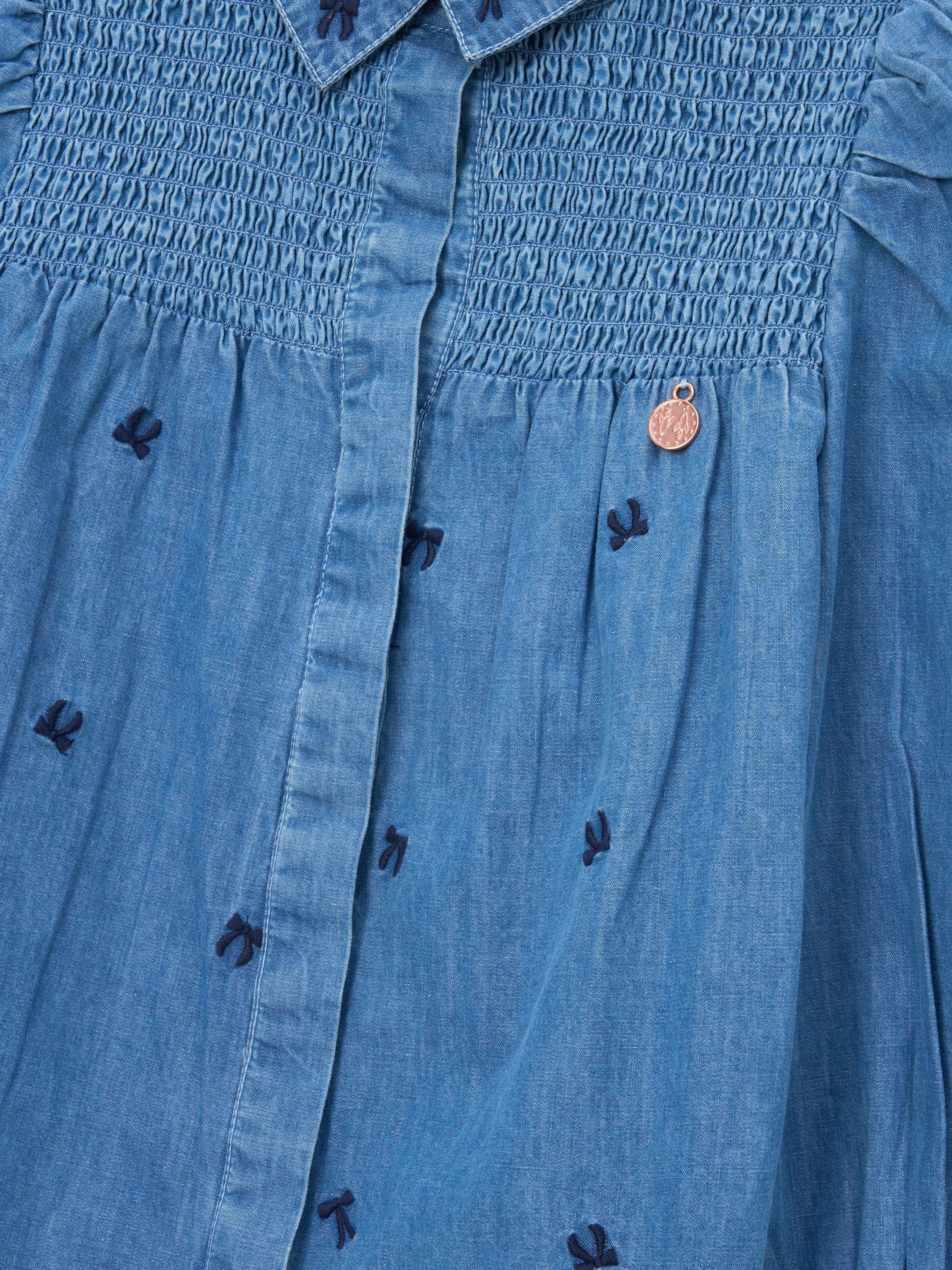 Product image 7 of 7, which shows Angel & Rocket Kids' Embroidered Denim Shirt, Blue, 3 years