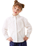Angel & Rocket Cotton Long Sleeved Frill Heart Shirt, White