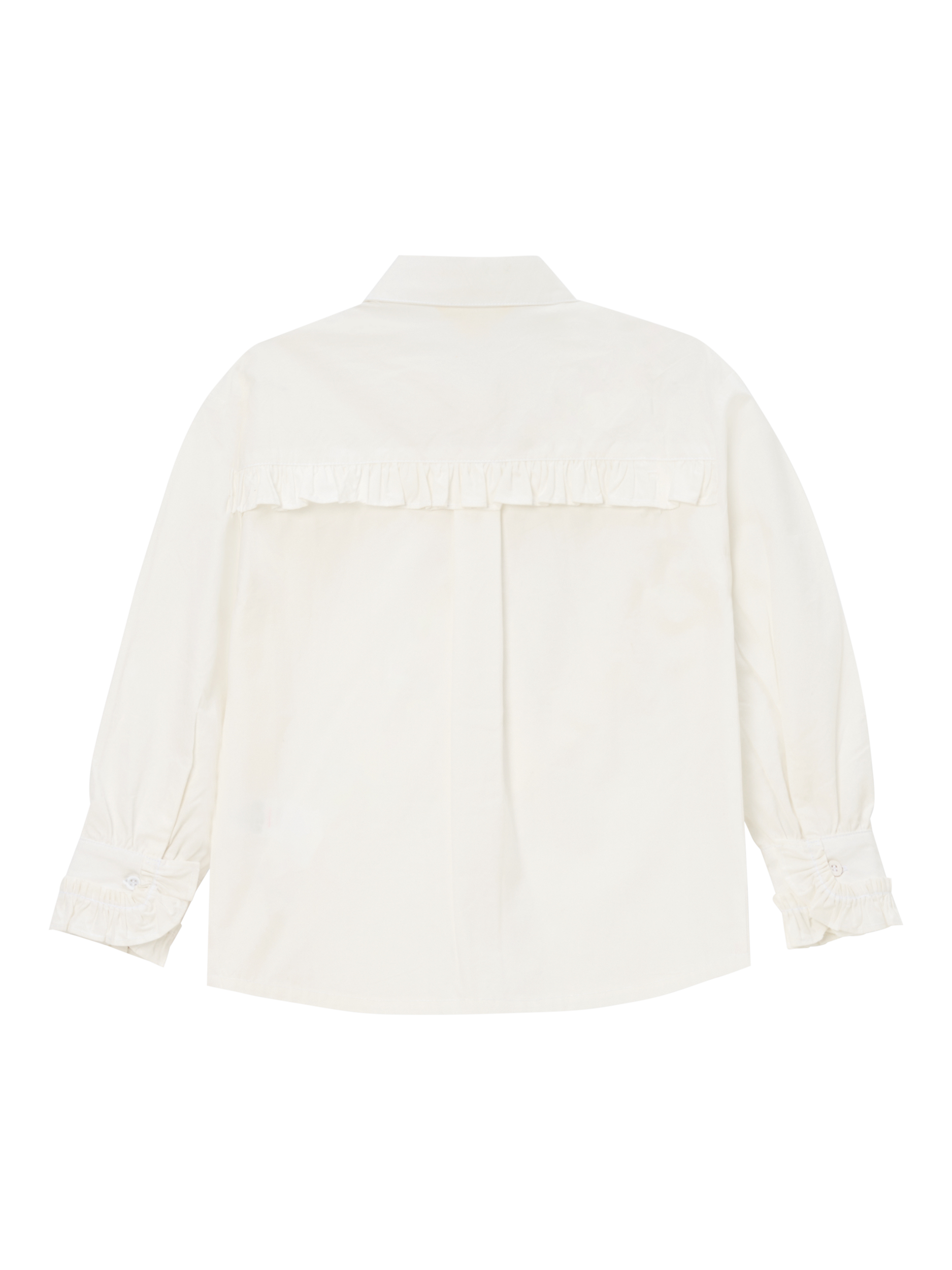 Product image 7 of 8, which shows Angel & Rocket Cotton Long Sleeved Frill Heart Shirt, White, 3 years