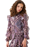 Angel & Rocket Kids' Frill Sleeve Boho Blouse, Purple