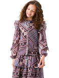 Angel & Rocket Kids' Frill Sleeve Boho Blouse, Purple
