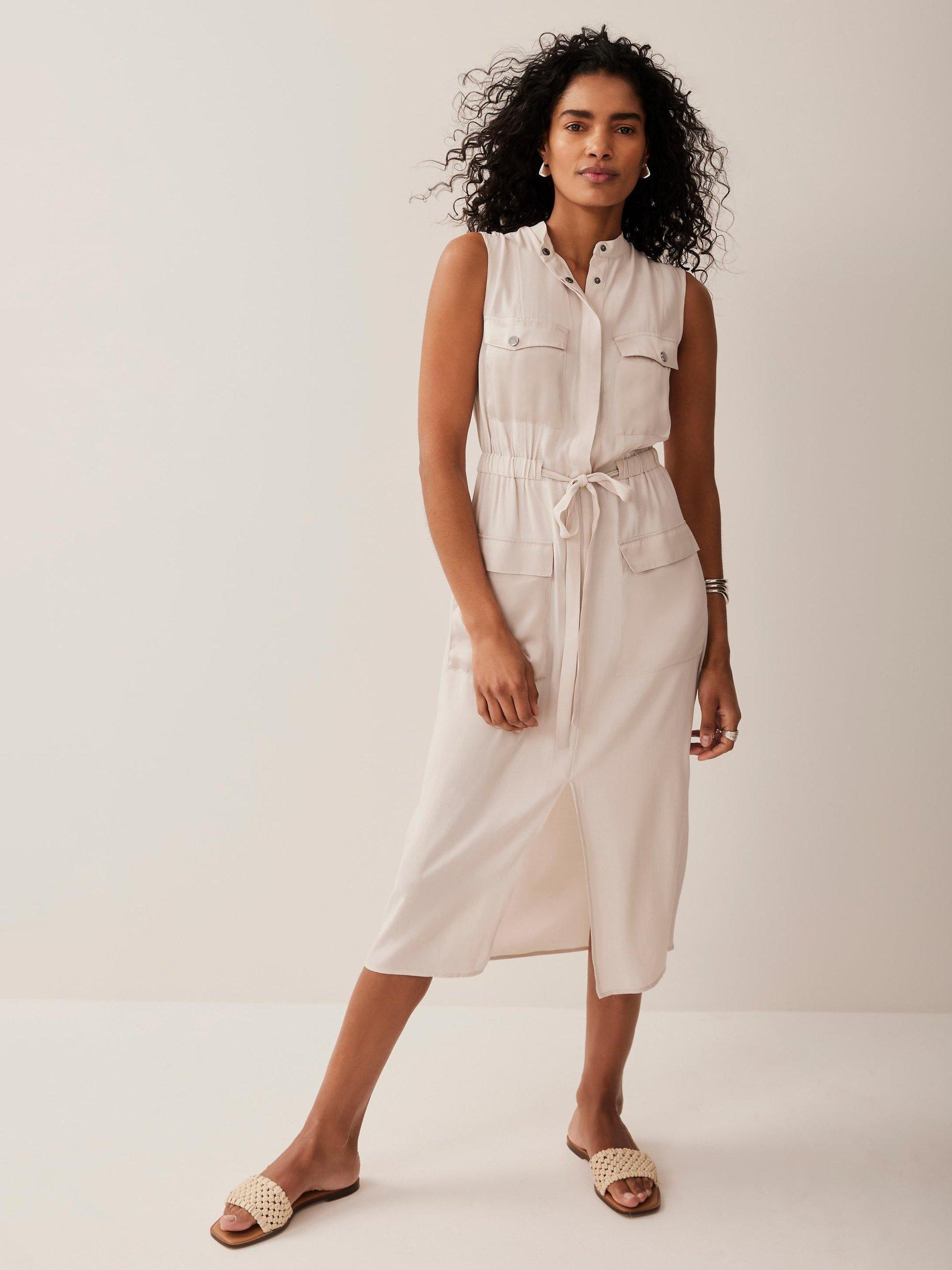 Product image 3 of 8, which shows Mint Velvet Utility Midi Dress, Natural, 6