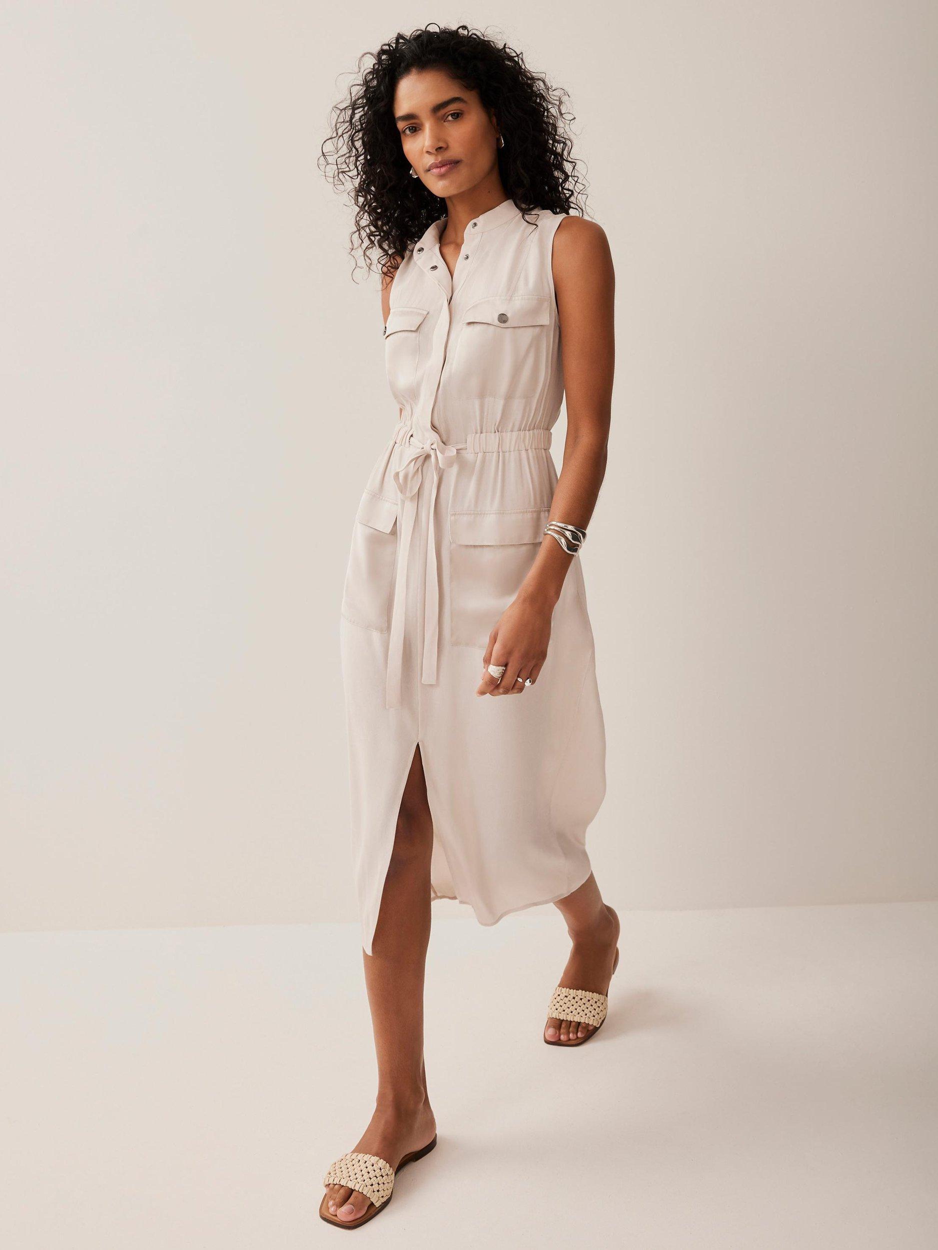 Product image 5 of 8, which shows Mint Velvet Utility Midi Dress, Natural, 6