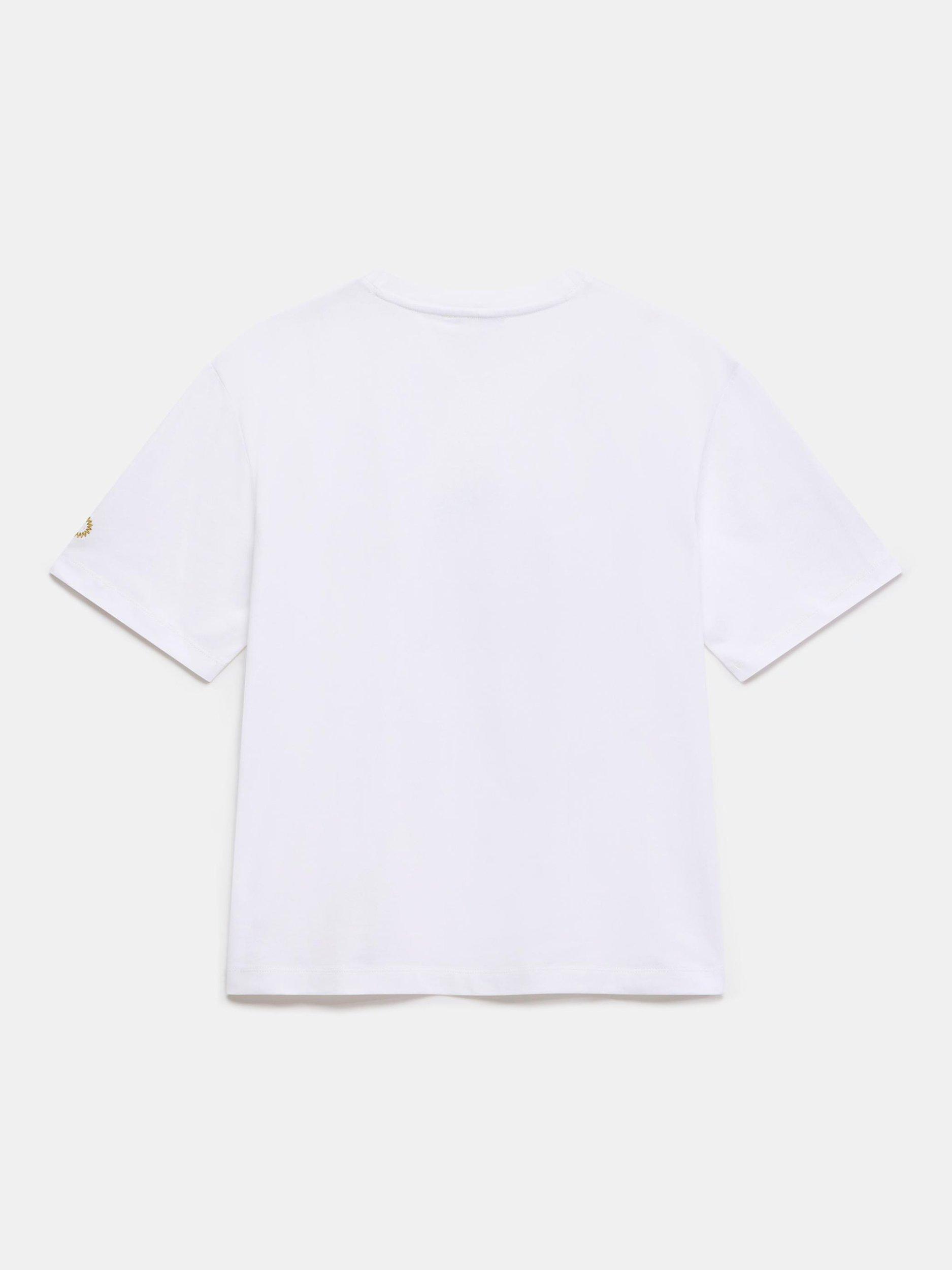Product image 8 of 8, which shows Mint Velvet Foil Soleil T-Shirt, White/Gold, S