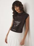 Mint Velvet Sleeveless Sequin Knit Top, Brown