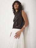 Mint Velvet Sleeveless Sequin Knit Top, Brown