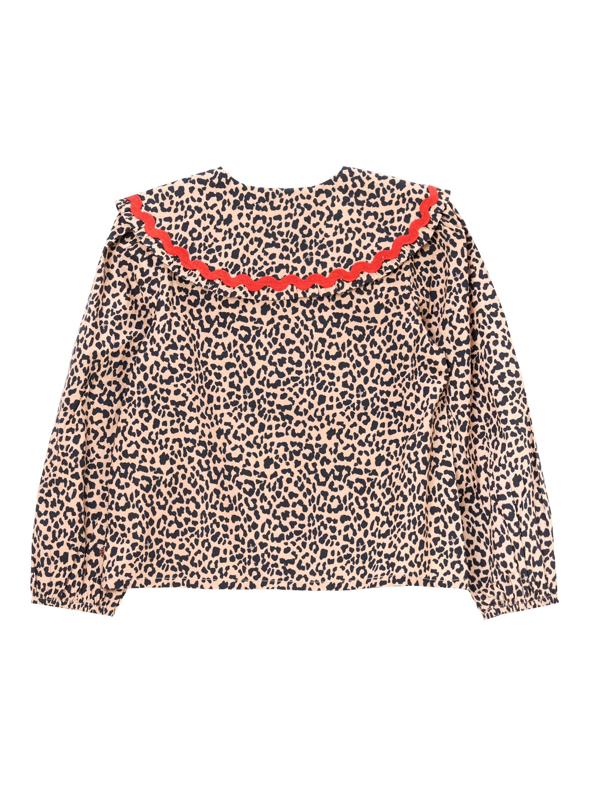 Product image 8 of 9, which shows Angel & Rocket Cotton Long Sleeved Frill Collar Shirt, Brown, 6 years