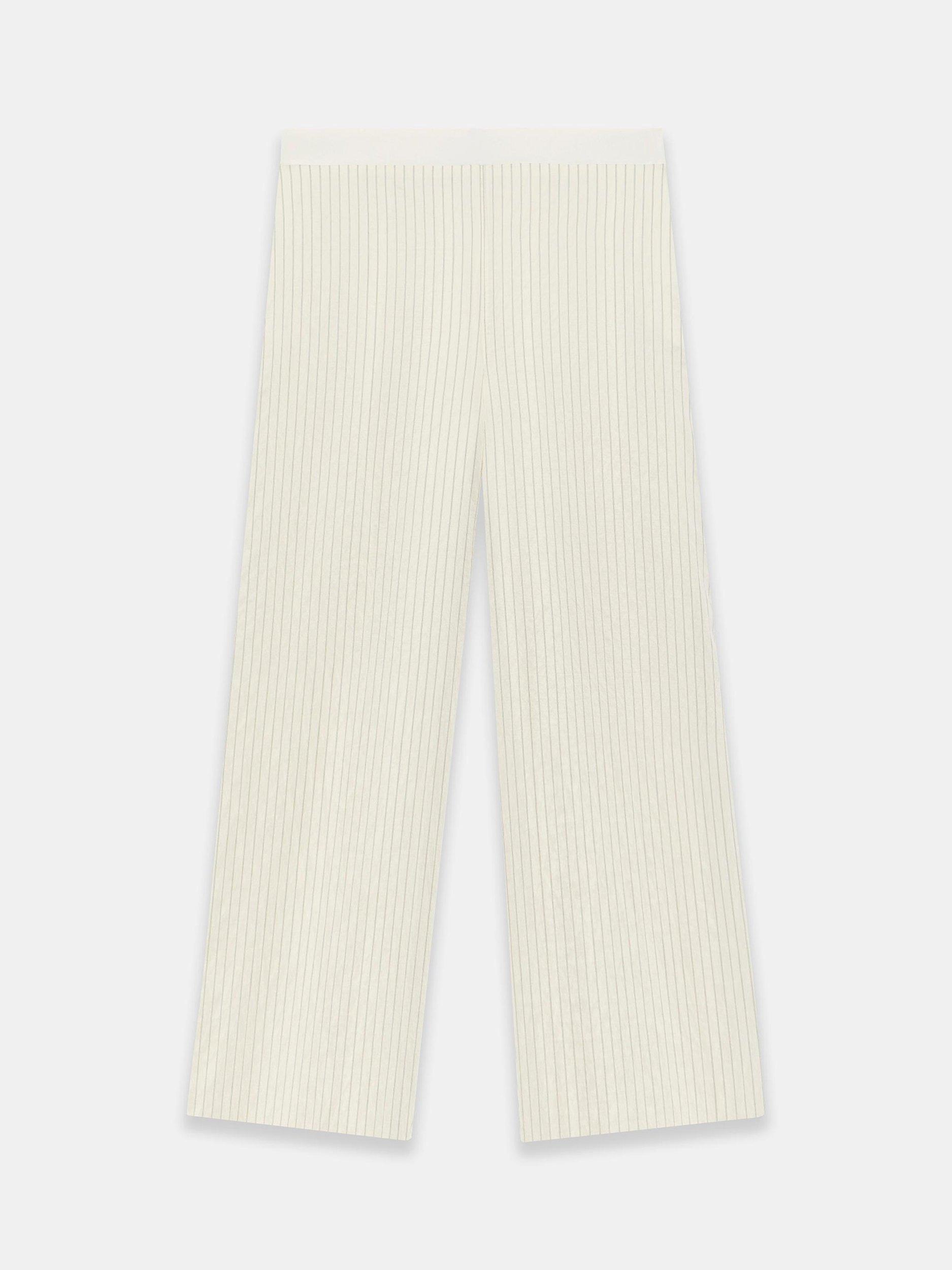 Product image 6 of 7, which shows Mint Velvet Stripe Wide Leg Trousers, Cream, XS Reg