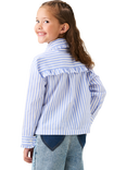 Angel & Rocket Kids' Striped Long Sleeved Ruffle Collar Shirt, Blue