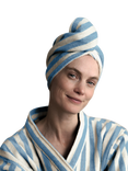 Piglet in Bed Pembroke Stripe Cotton Hair Wrap, Coastal Blue
