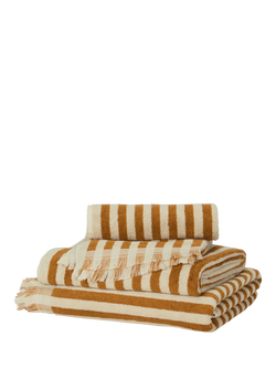 Piglet in Bed Pembroke Stripe Cotton Towels, Russet Yellow