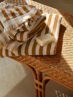 Piglet in Bed Pembroke Stripe Cotton Towels - view 2, Russet Yellow