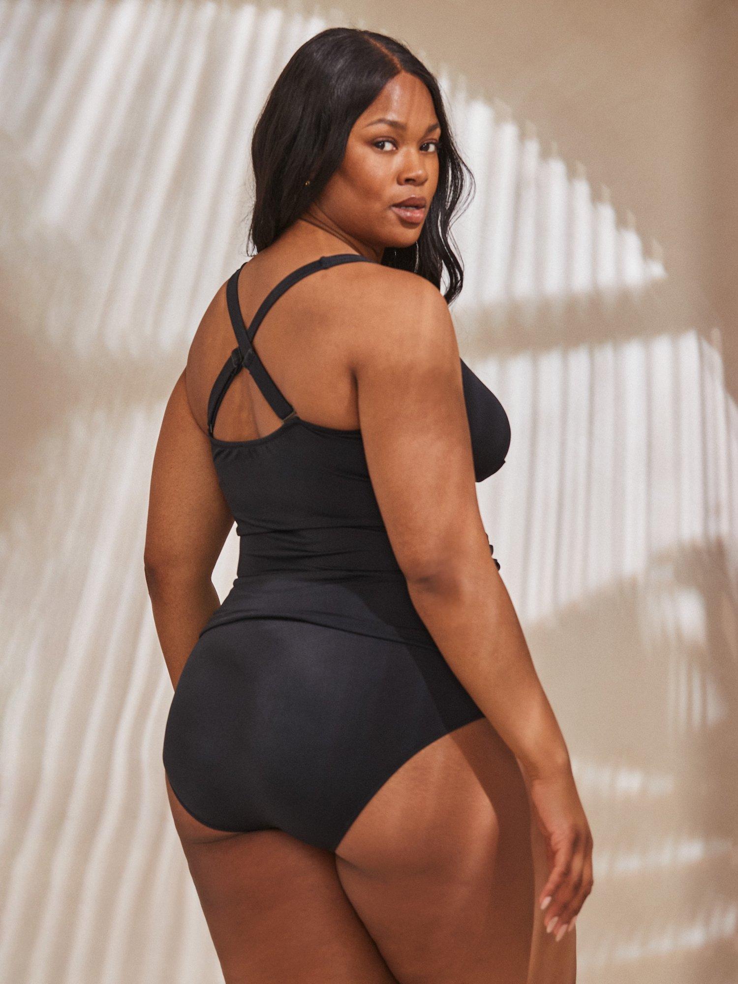 Product image 5 of 5, which shows Live Unlimited Curve Wrap Tummy Control Swimsuit, Black, 26