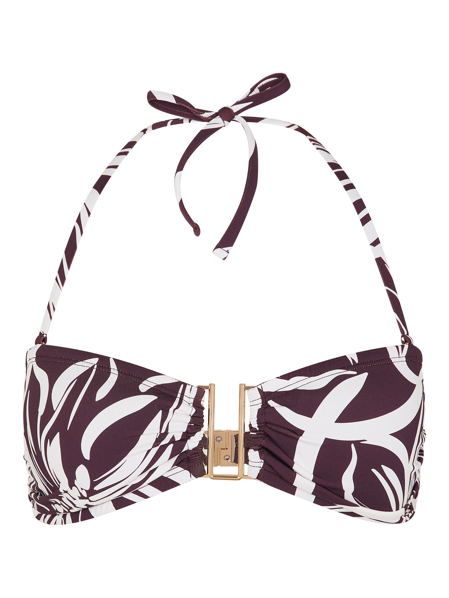 Product image 3 of 4, which shows Accessorize Abstract Floral Bandeau Bikini Top, Brown, 6