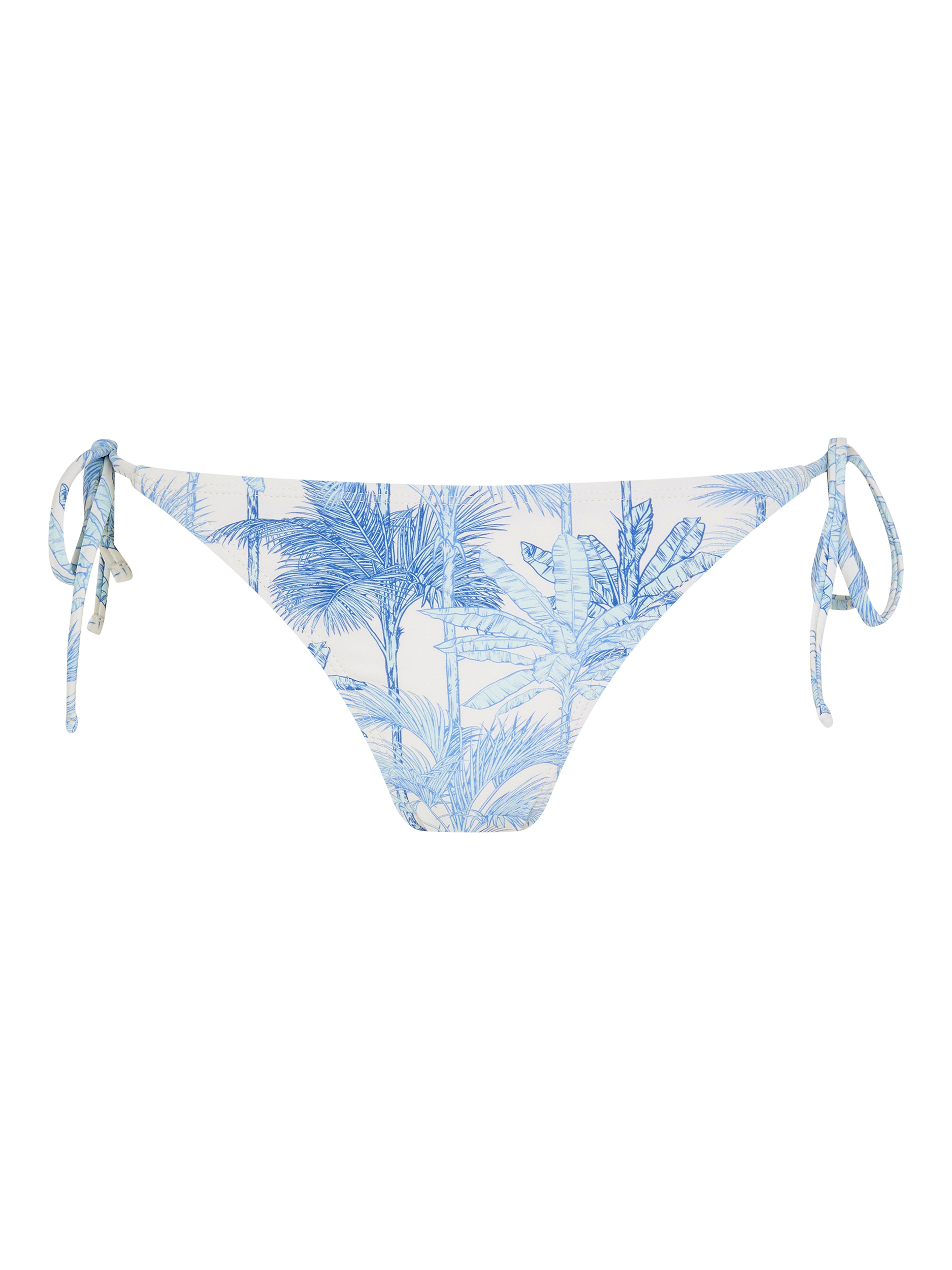 Product image 4 of 4, which shows Accessorize Palm Print Tie Side Bikini Bottoms, White/Multi, 8