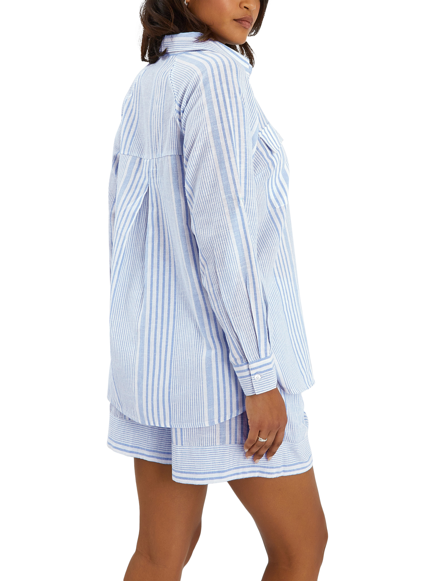 Product image 2 of 5, which shows Accessorize Stripe Beach Cover Up Shirt, Blue, XS