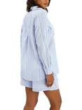 Accessorize Stripe Beach Cover Up Shirt, Blue