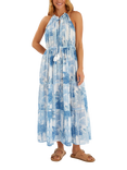 Accessorize Palm Halterneck Maxi Dress, White/Multi