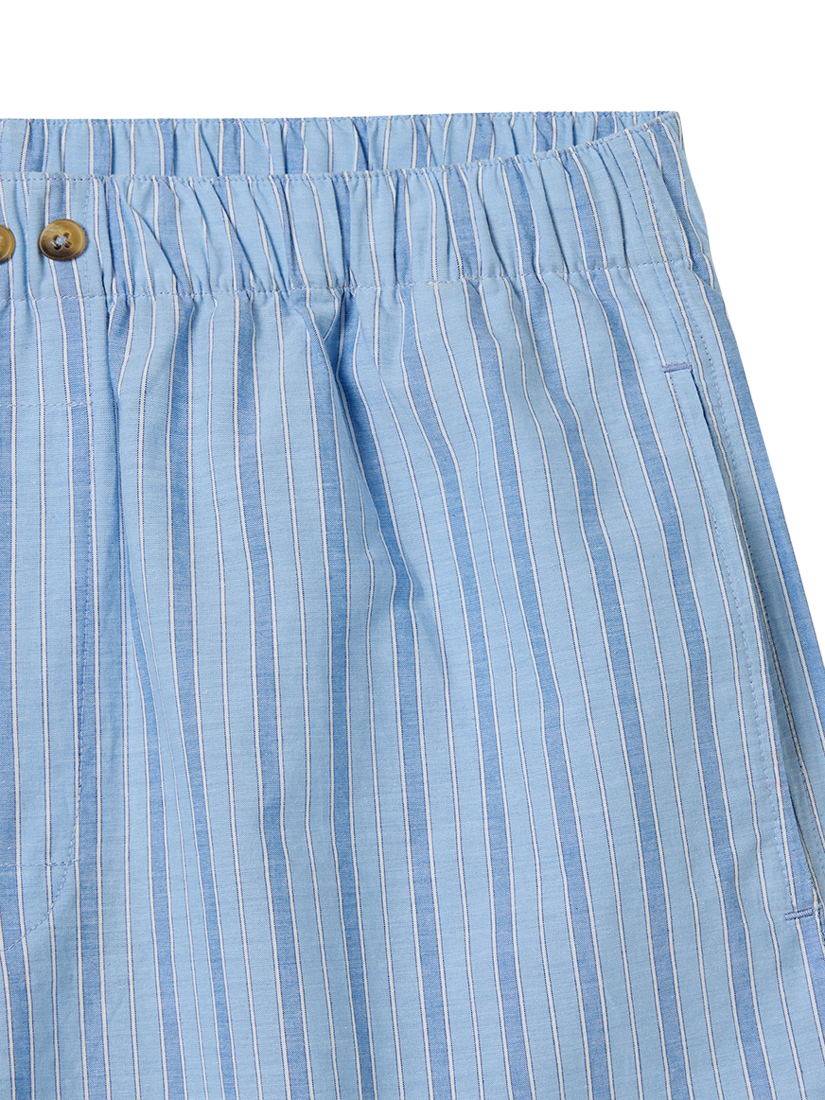 Product image 2 of 3, which shows Piglet in Bed Stripe Boxer Pyjama Shorts, Pale Blue, XS