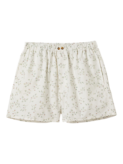 Piglet in Bed Botanical Boxer Pyjama Shorts, Cream, Cream